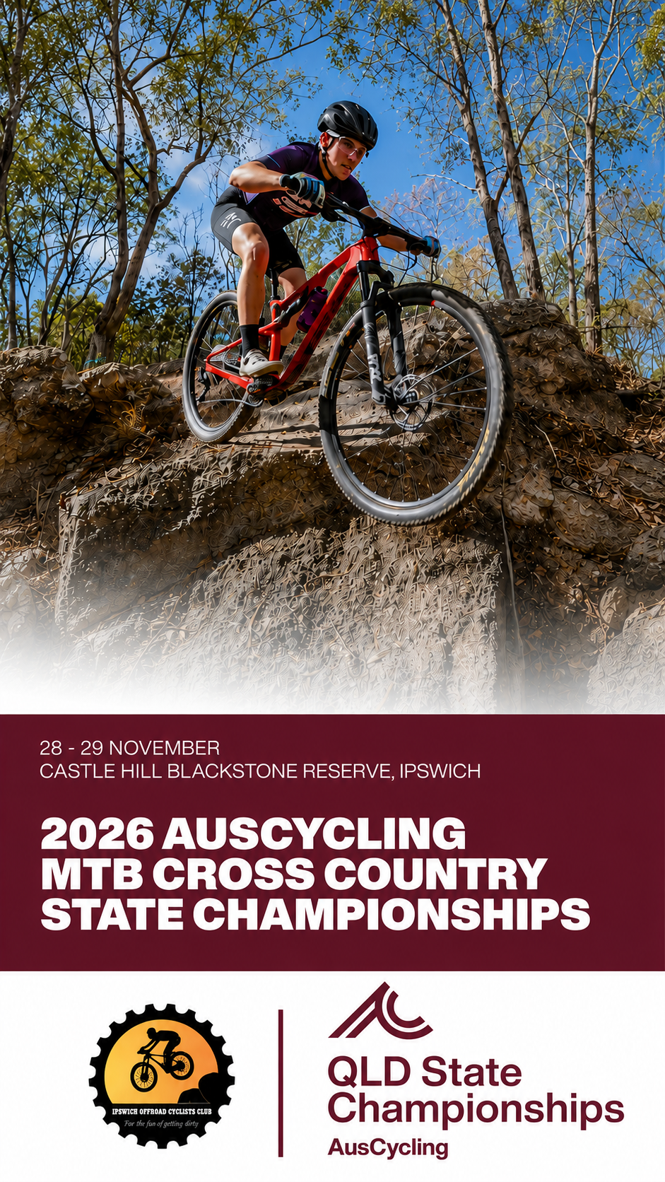 AMY XC States IG 2026 AusCycling MTB Cross-Country QLD State Championships, 28–29 November at Castle Hill Blackstone Reserve, Ipswich